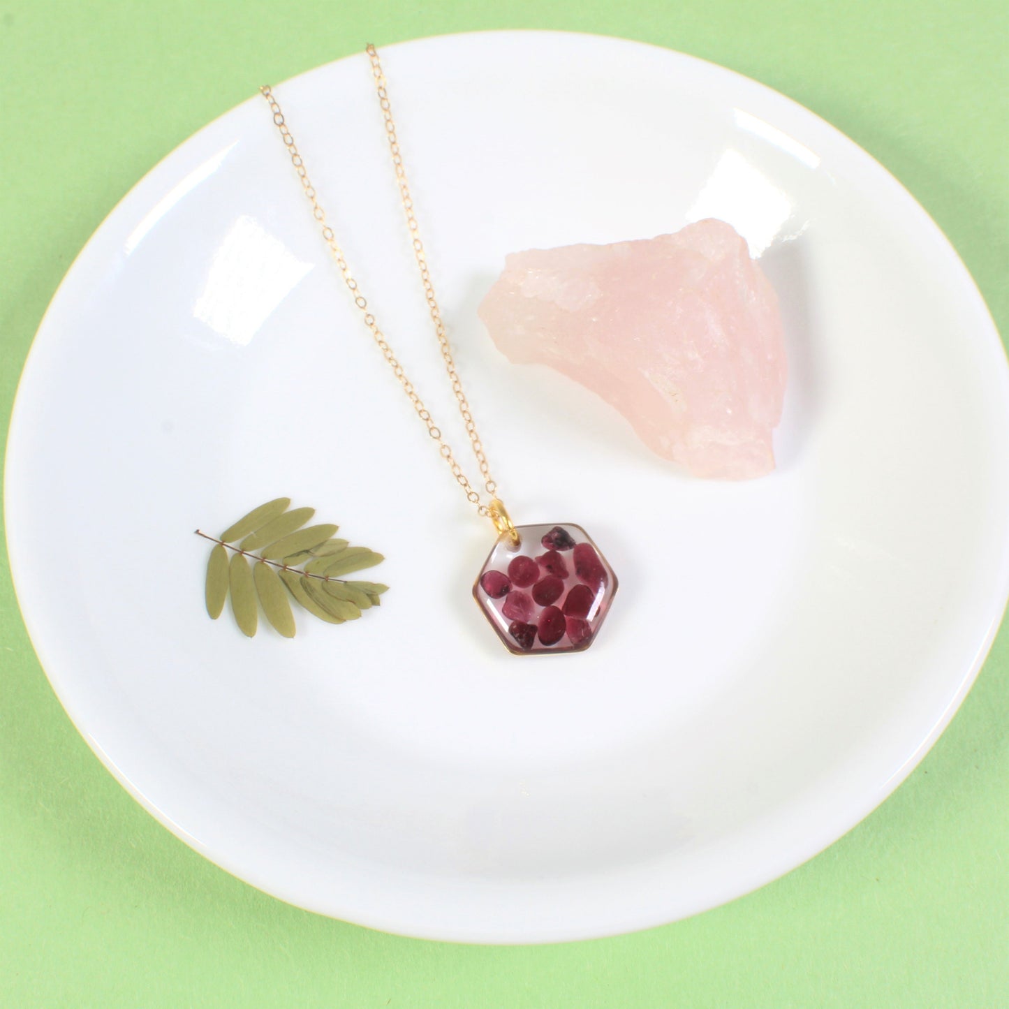Garnet necklace, small red gemstone jewelry, January birthstone necklace, resin crystal pendant, handmade red garnet jewelry, scarlet, boho