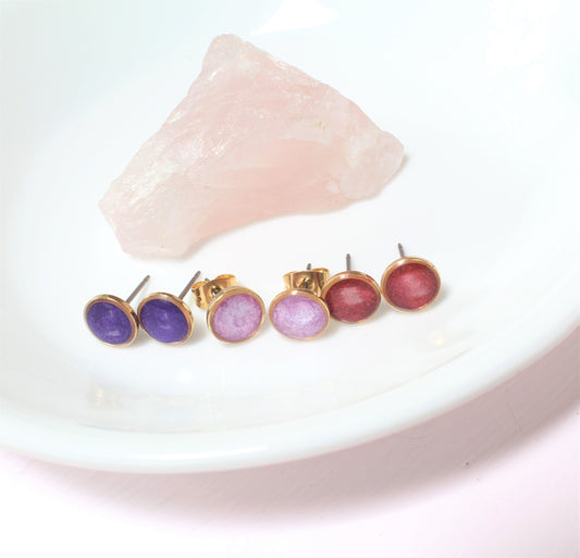 Custom Set | 11 Colors | Small Gold Colorful Modern Minimalist Studs | Everyday Earring | Layering Accent | Hypoallergenic Titanium