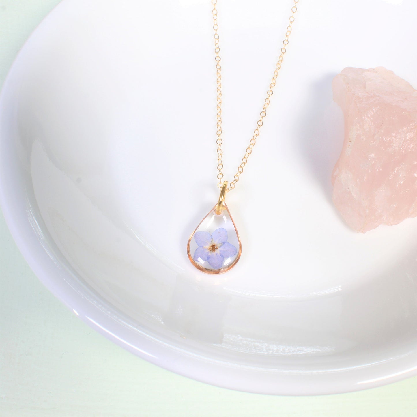Small, Dainty, Real Pressed Forget-me-not Flower Necklaces