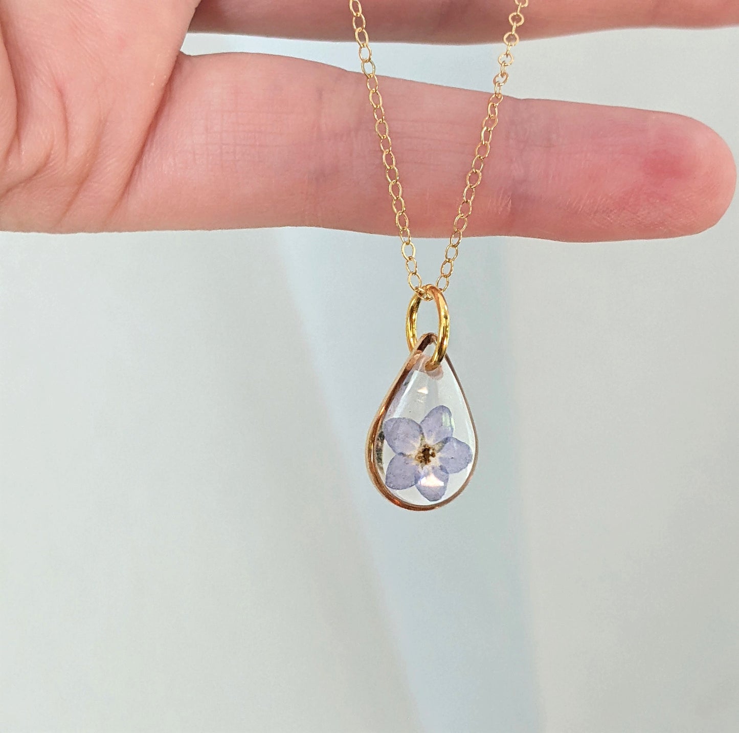 Small, Dainty, Real Pressed Forget-me-not Flower Necklaces
