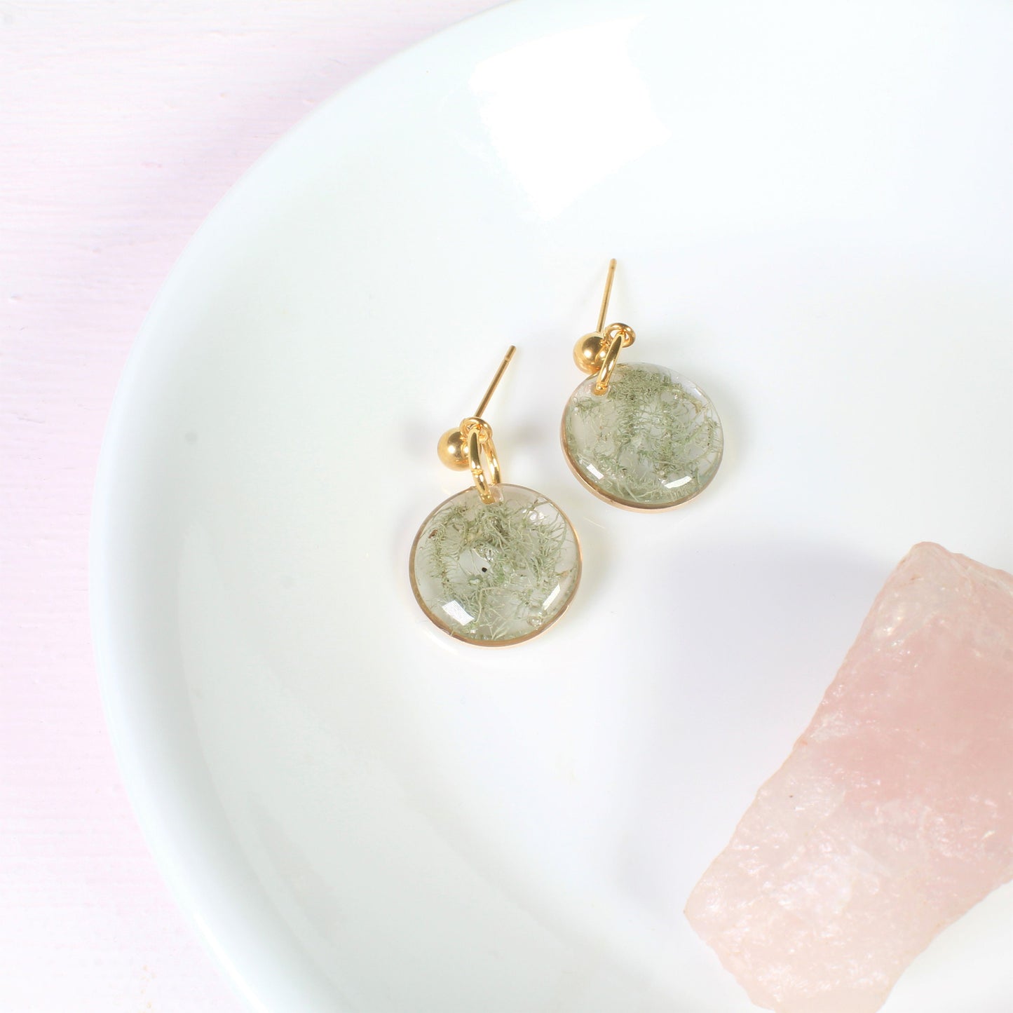 Moss earrings, real forest moss jewelry, plant dangles, nature jewelry for women, handmade resin gift, unique, terrarium studs, natural gift