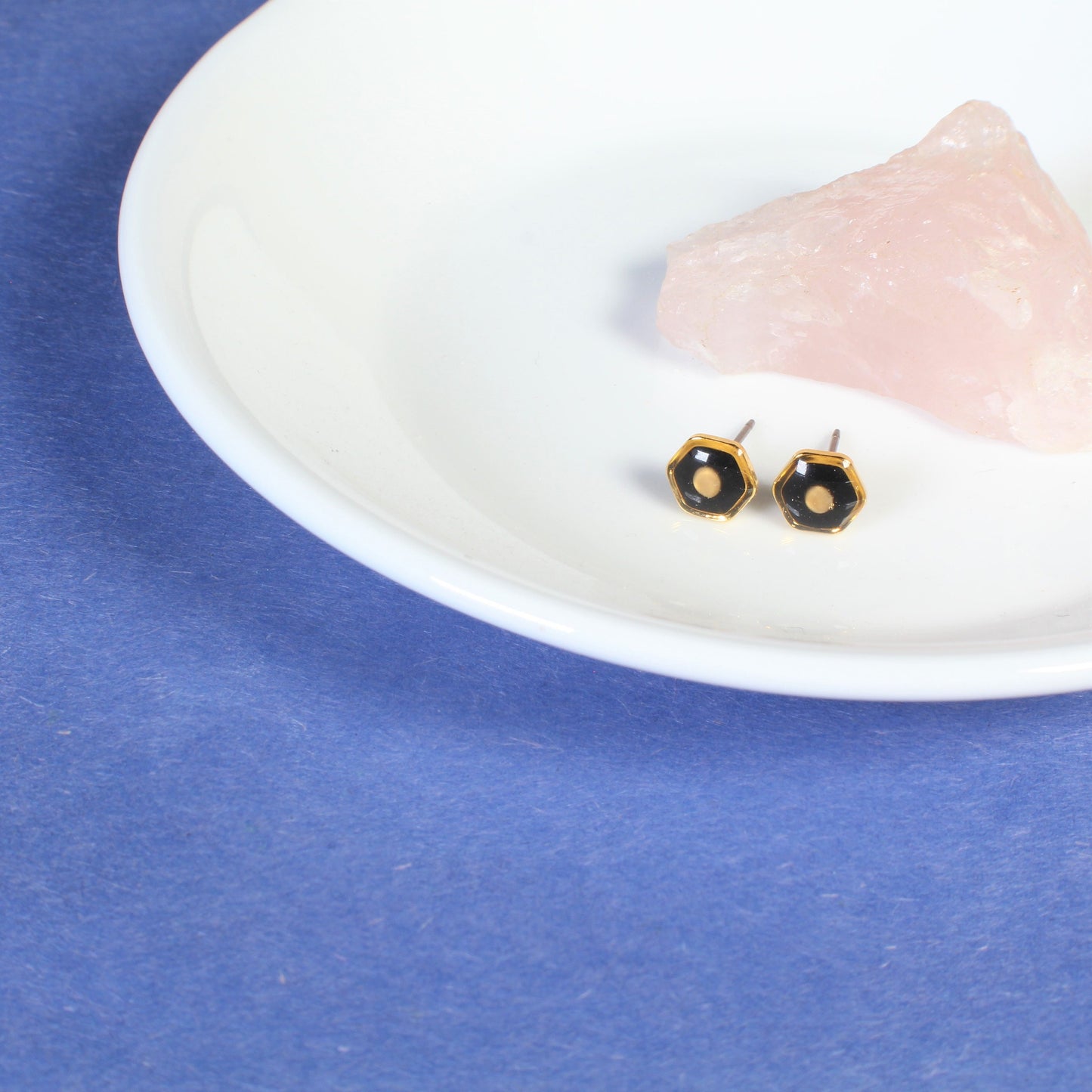 Mustard seed earrings, tiny hexagon stud earrings, hypoallergenic titanium, handmade gold faith jewelry, modern Christian gifts, religious