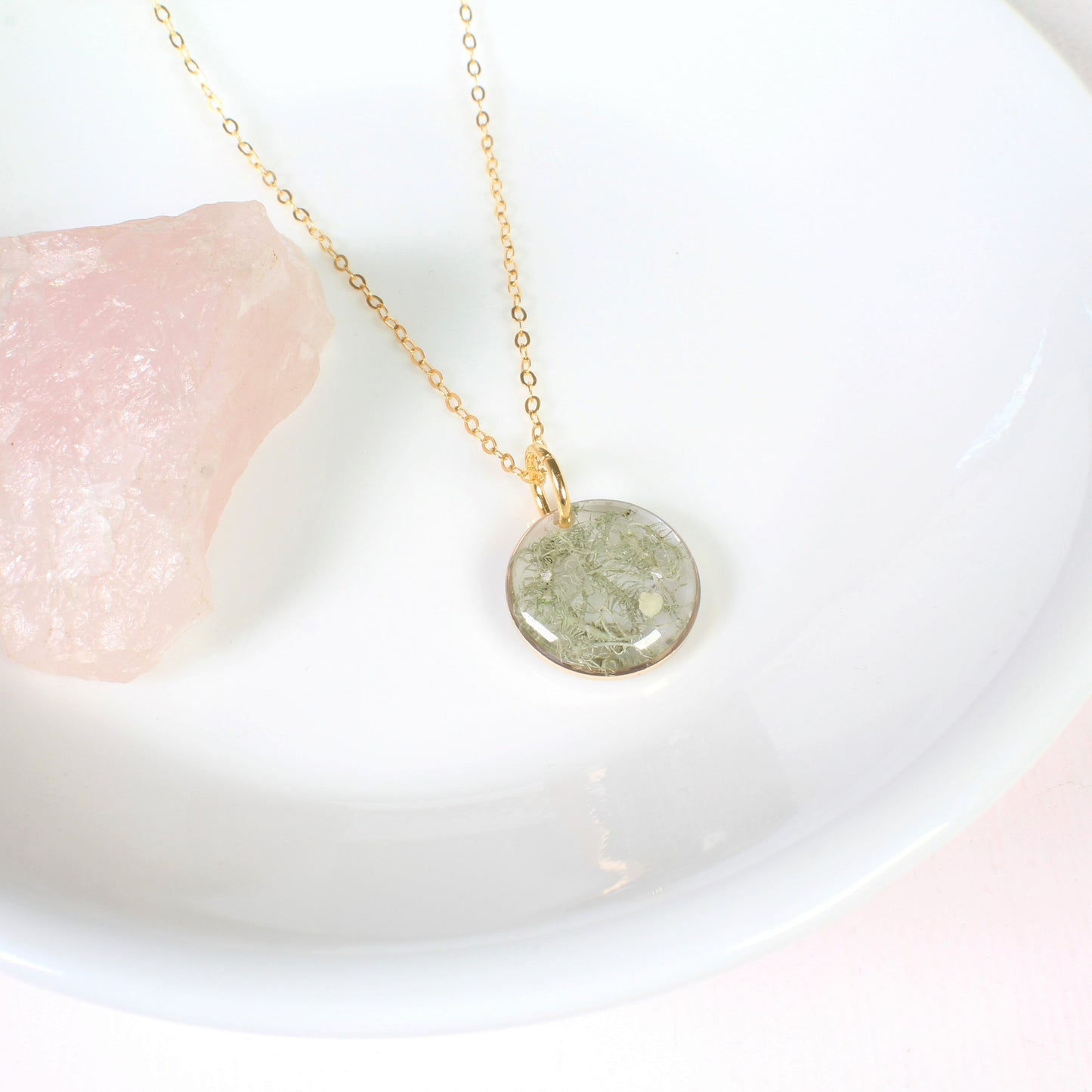 Small moss necklace, real forest moss resin pendant, handmade plant nature jewelry, terrarium, natural, unique, botanical, wanderlust green