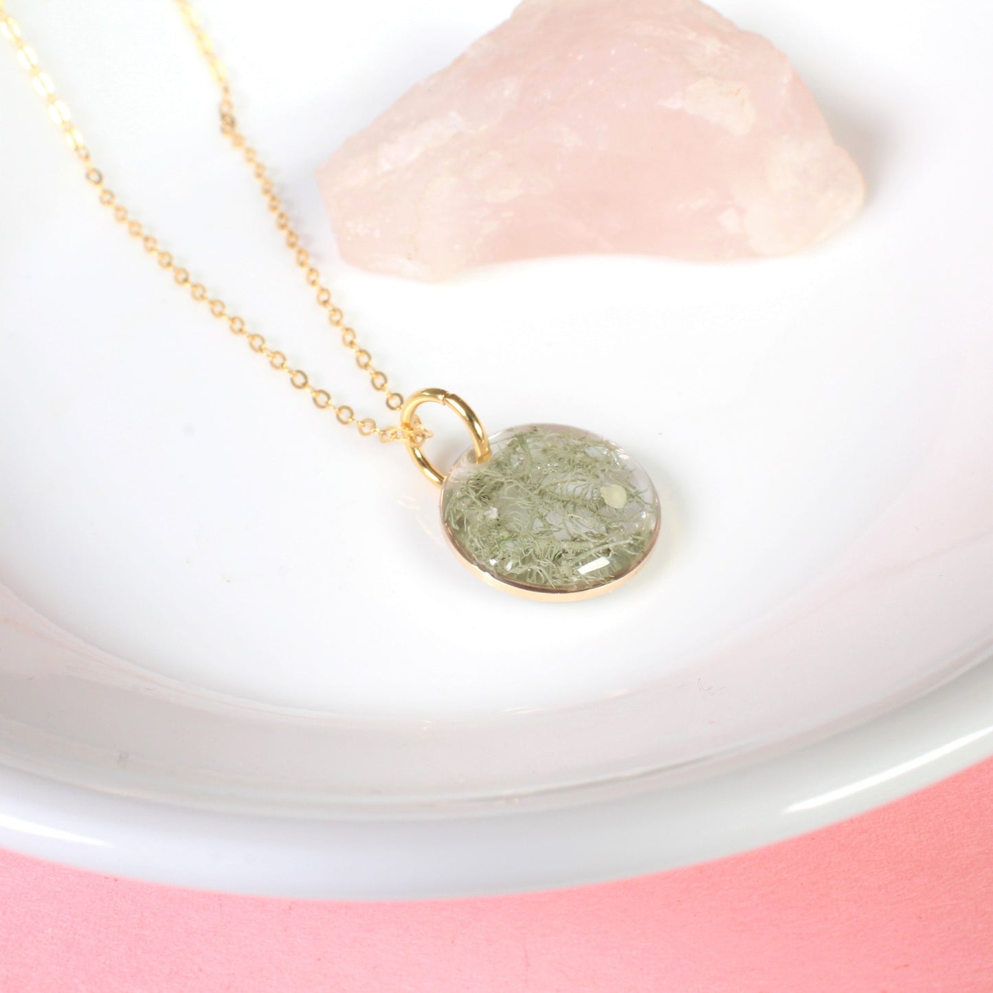 Small moss necklace, real forest moss resin pendant, handmade plant nature jewelry, terrarium, natural, unique, botanical, wanderlust green