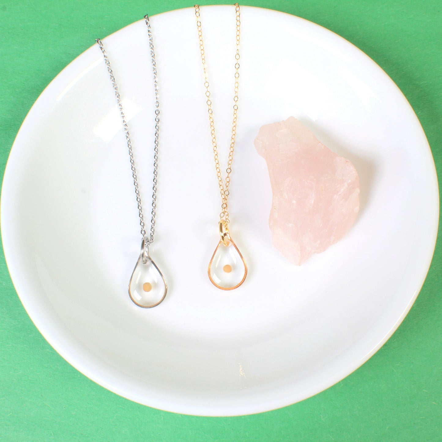 Mustard seed necklace, small teardrop pendant, faith necklace, Christian jewelry, mustard seed jewelry, clear resin, 14k gold filled, silver
