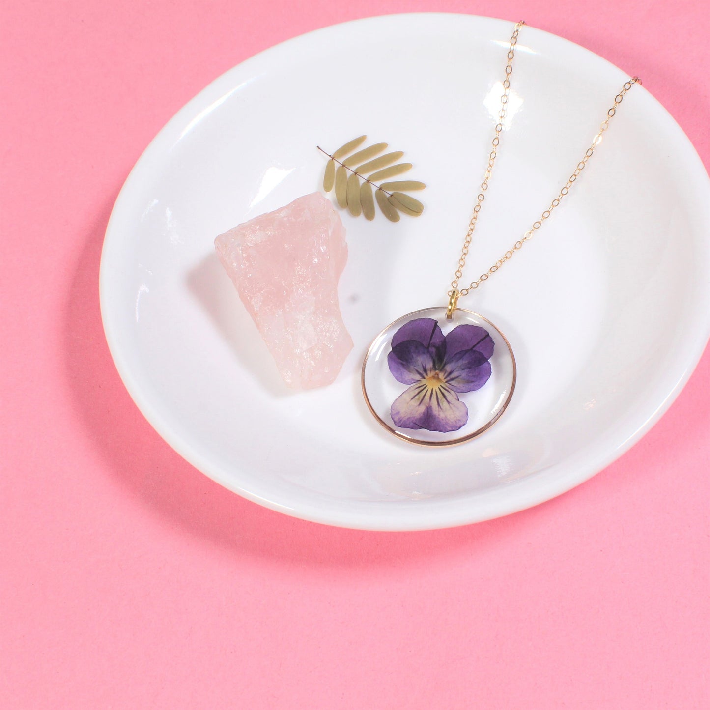 Violet Necklace, Pressed Flower, Real Pansy Viola Jewelry, Dry Flower Resin, Handmade Pressed Flower Pendant, February Birth Flower