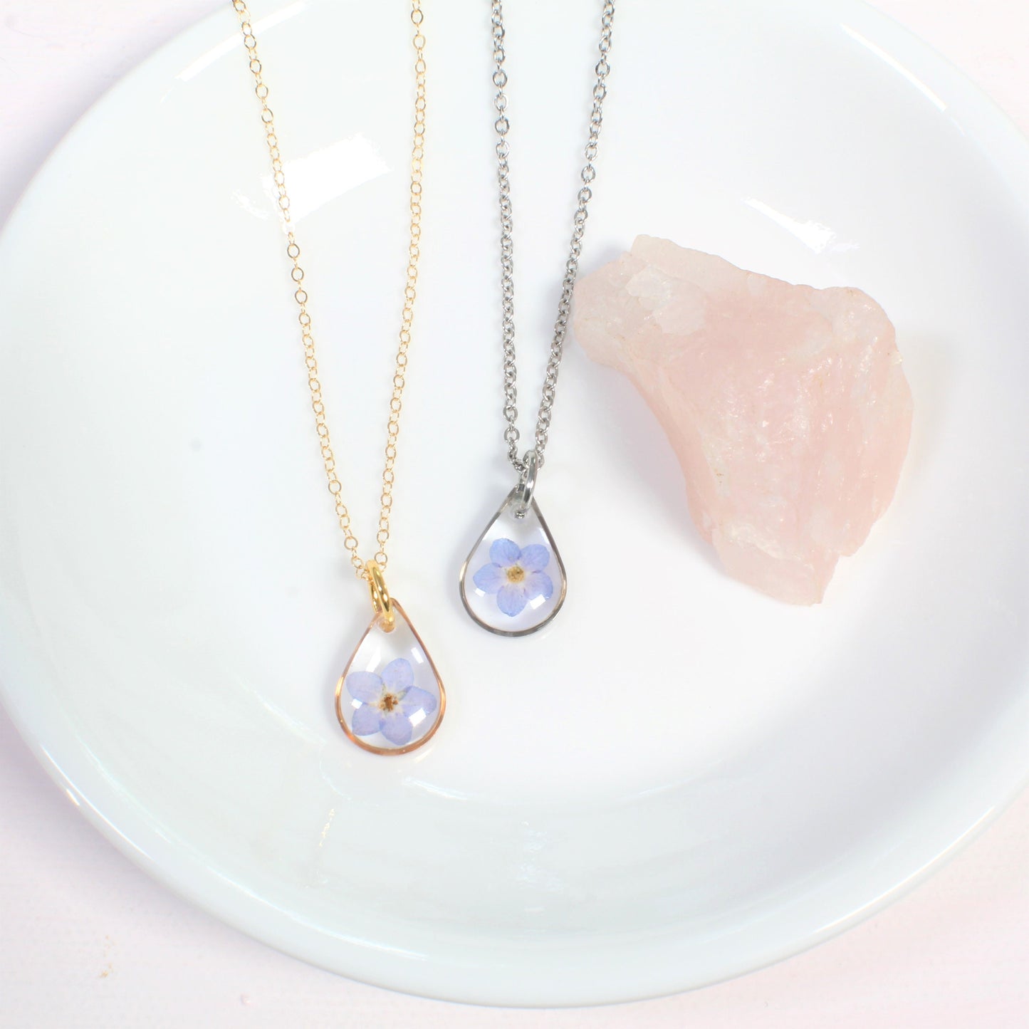 Small, Dainty, Real Pressed Forget-me-not Flower Necklaces
