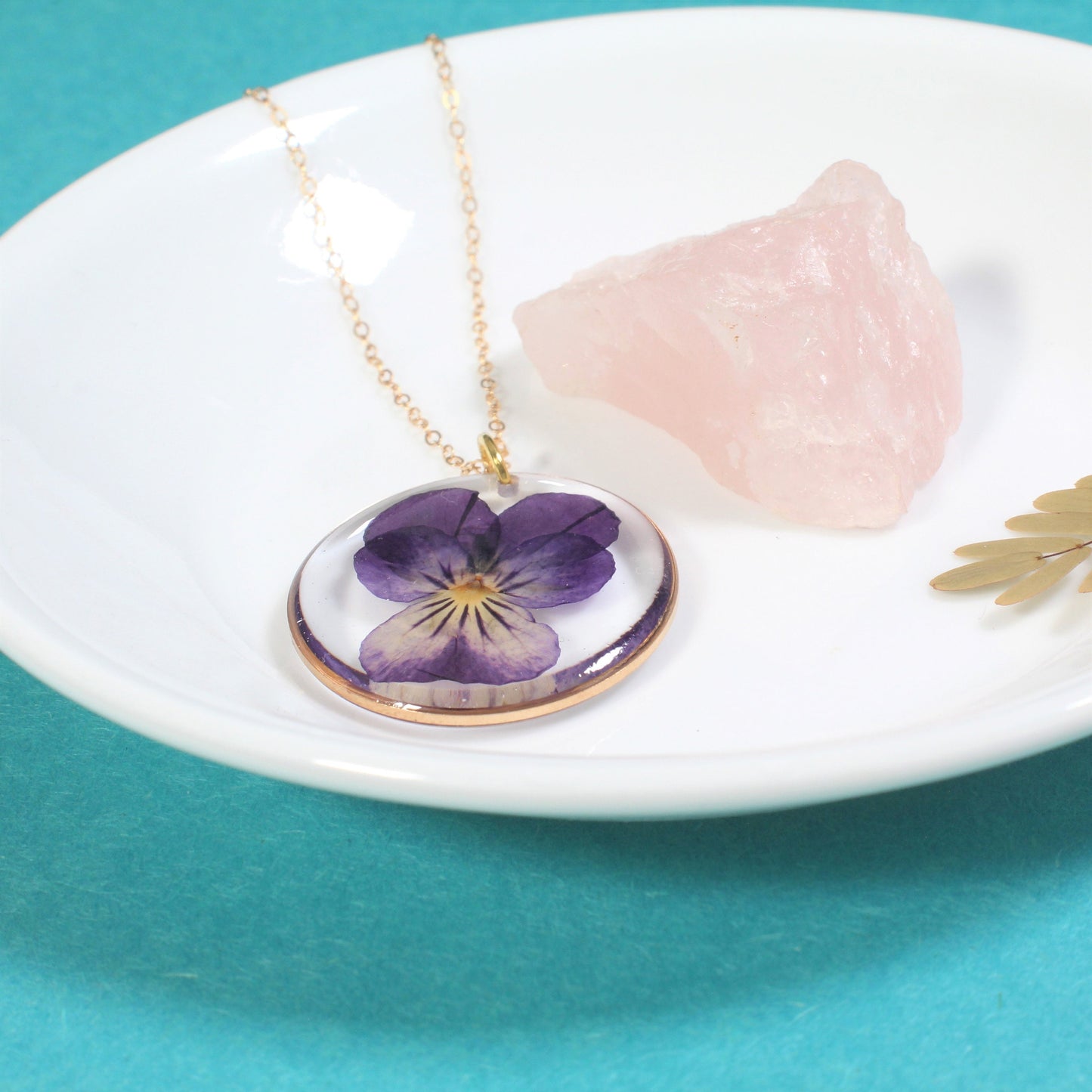 Violet Necklace, Pressed Flower, Real Pansy Viola Jewelry, Dry Flower Resin, Handmade Pressed Flower Pendant, February Birth Flower