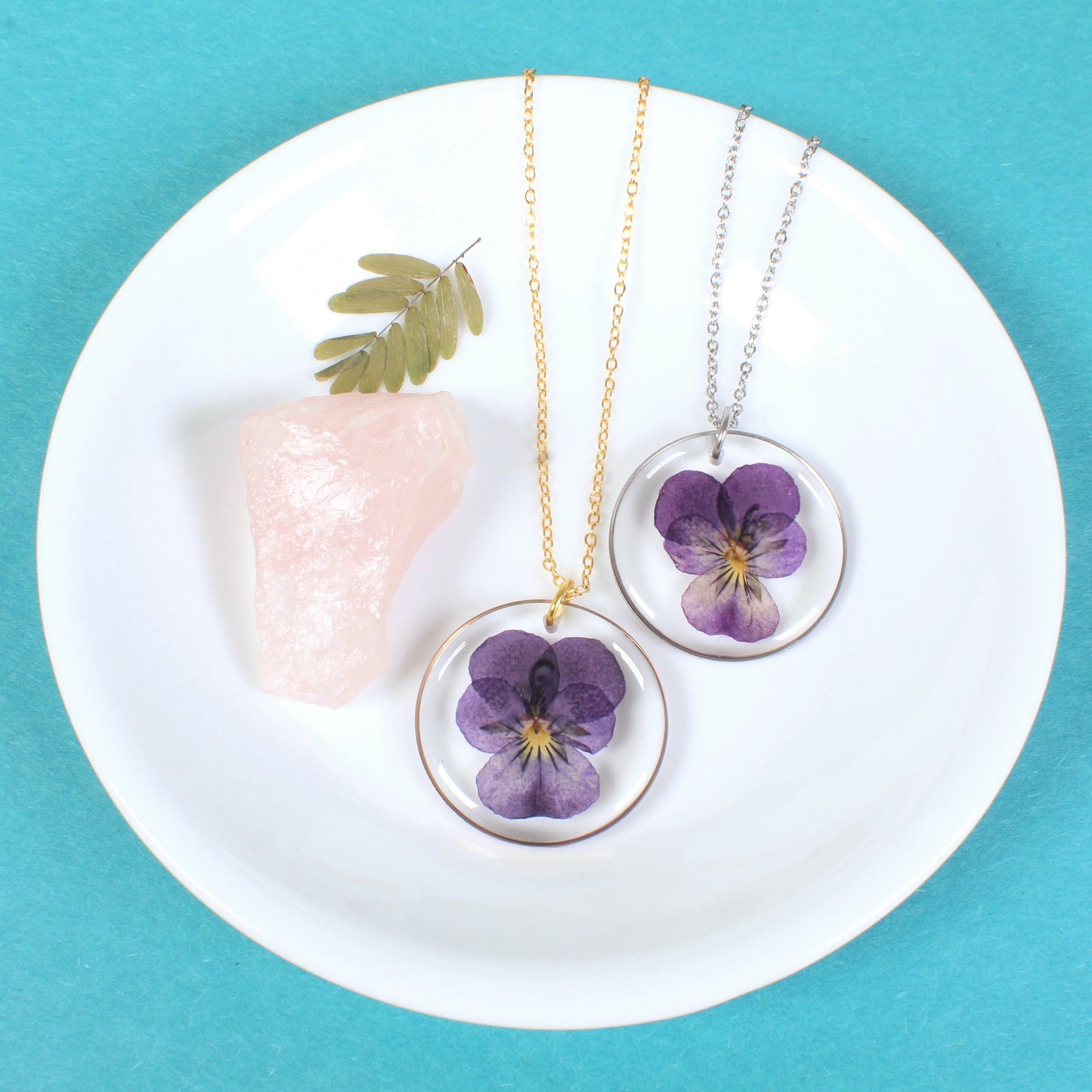 Violet Necklace, Pressed Flower, Real Pansy Viola Jewelry, Dry Flower Resin, Handmade Pressed Flower Pendant, February Birth Flower