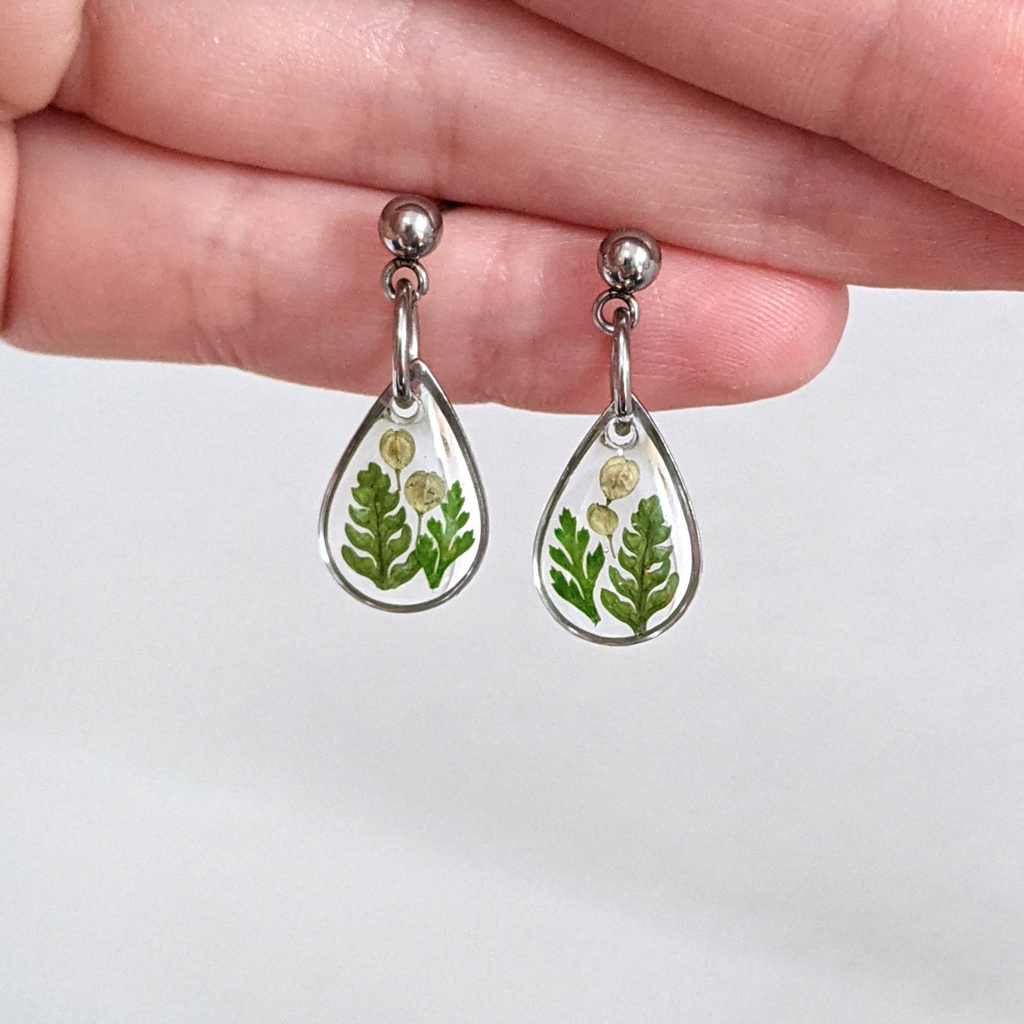 Mixed Fern Leaf Dangle Earrings