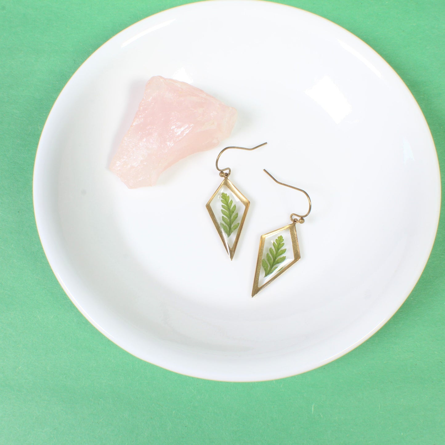 Fern earrings, little leaf jewelry, green plants, resin earrings, dainty, pressed flower earrings, handmade, small dangles, nature, forest