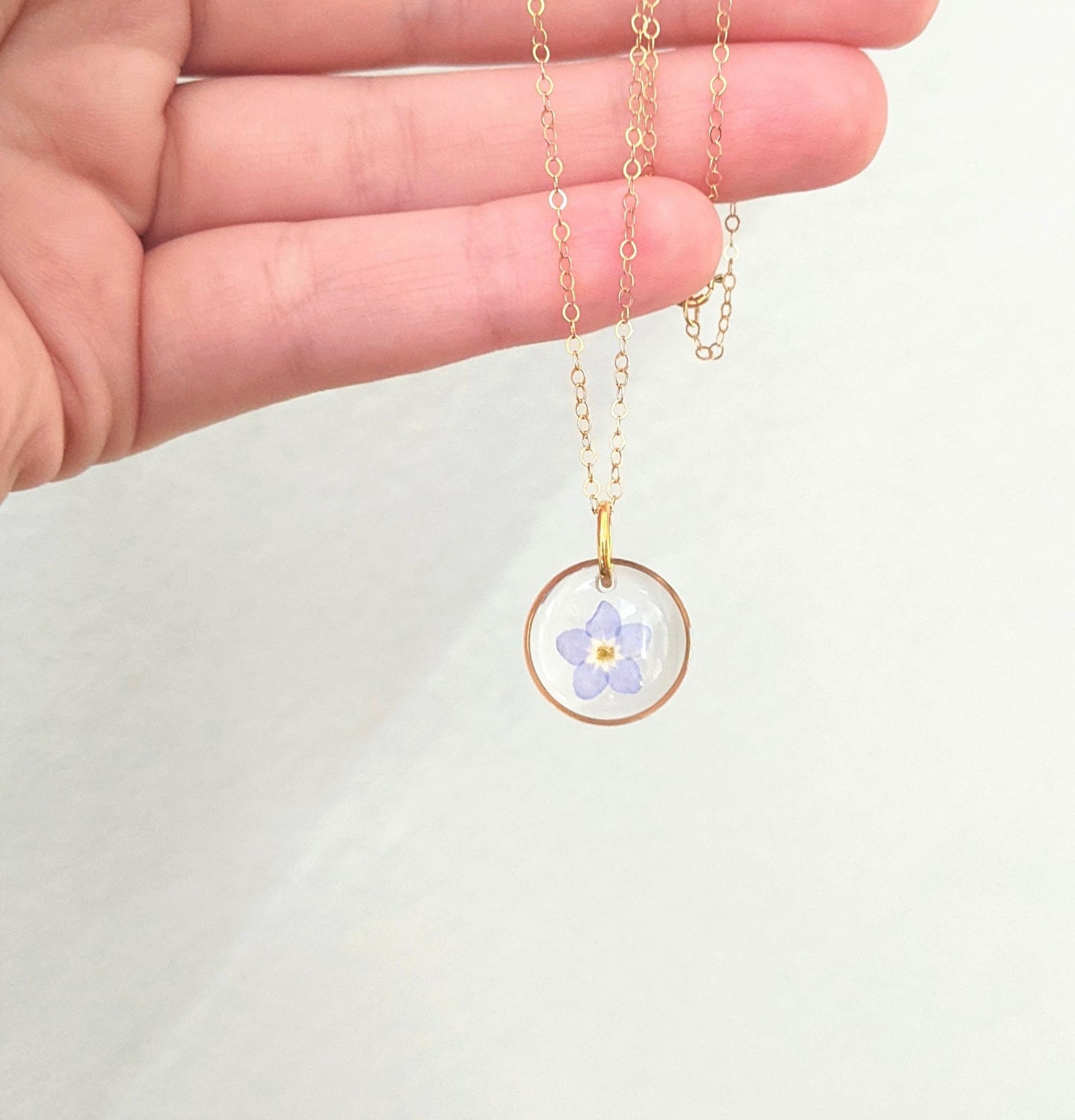 Small, Dainty, Real Pressed Forget-me-not Flower Necklaces