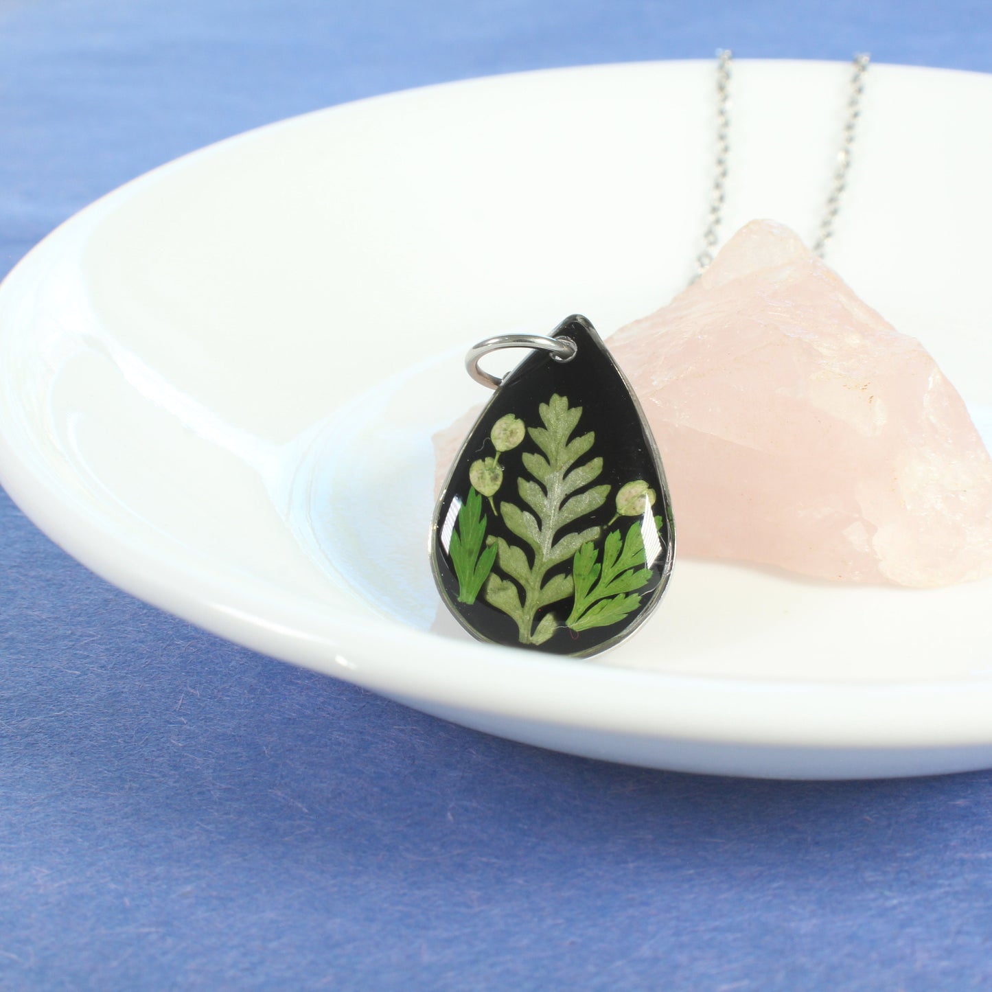 Pressed fern necklace, real plant jewelry, resin flower pendant, nature lover gift, hiker, gardener, forest, leaf, woodland, botanical, boho