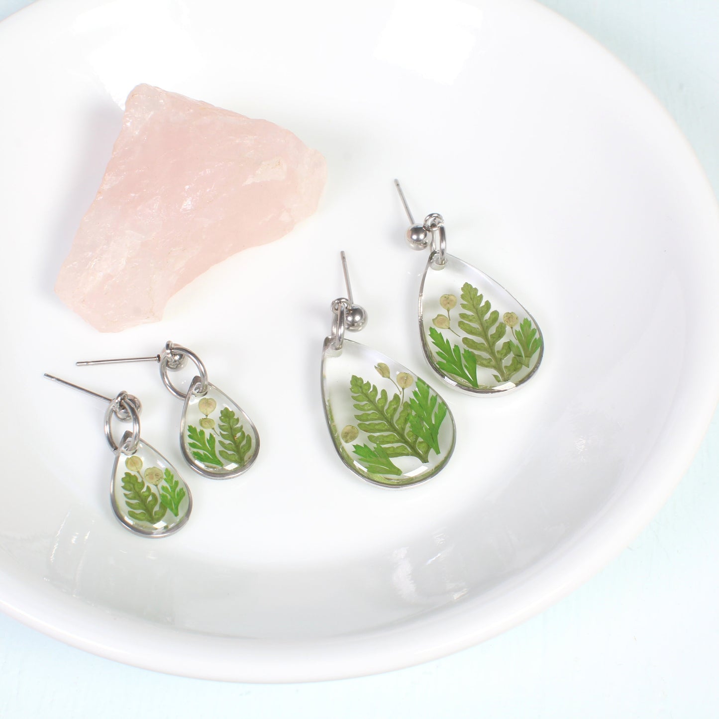 Mixed Fern Leaf Dangle Earrings