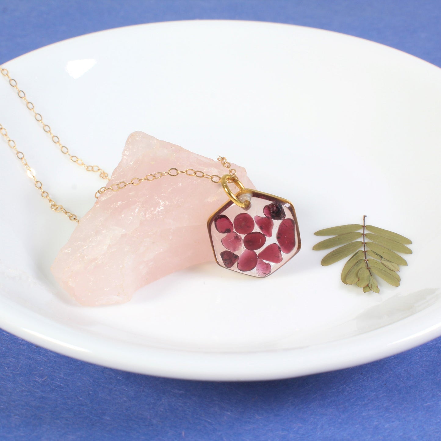 Garnet necklace, small red gemstone jewelry, January birthstone necklace, resin crystal pendant, handmade red garnet jewelry, scarlet, boho