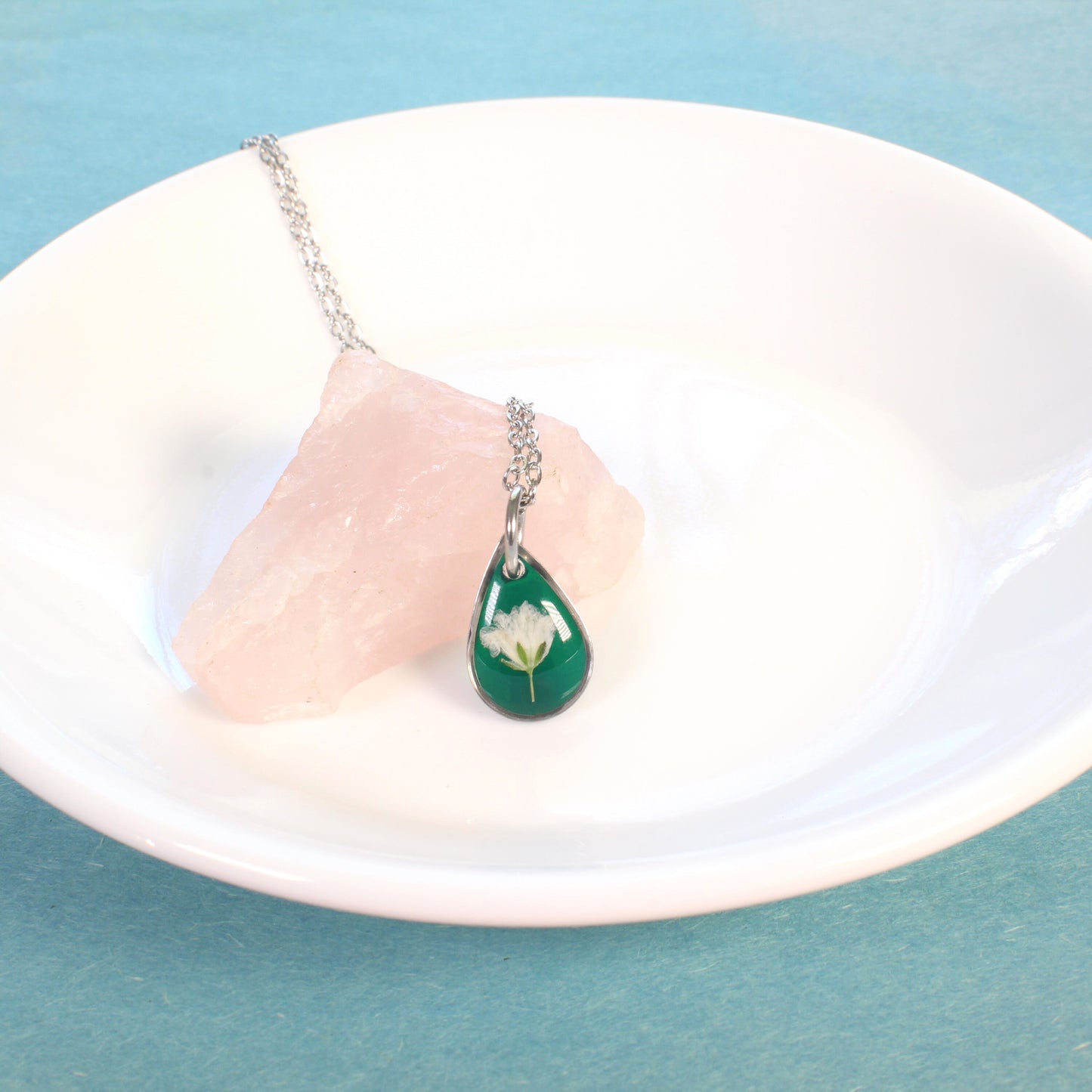 Green fern leaf pendant necklace, small dainty handmade resin jewelry, deep dark emerald, nature lover gift, minimalist, plant, botanical