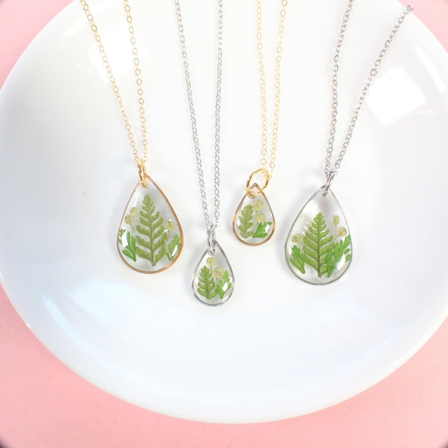 Pressed fern necklace, real plant jewelry, resin flower pendant, nature lover gift, hiker, gardener, forest, leaf, woodland, botanical, boho