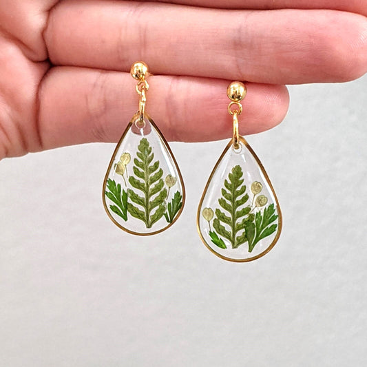 Mixed Fern Leaf Dangle Earrings