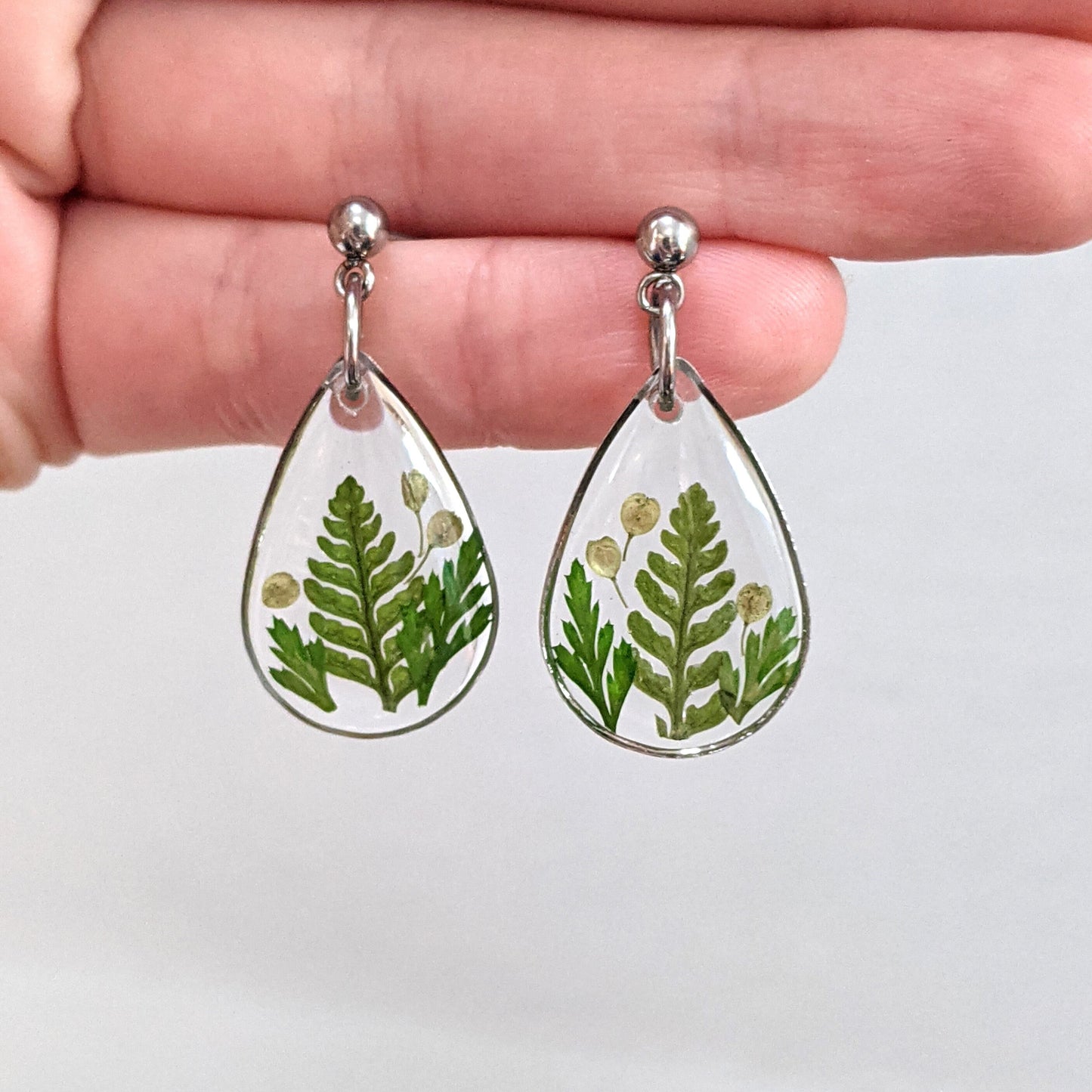 Mixed Fern Leaf Dangle Earrings
