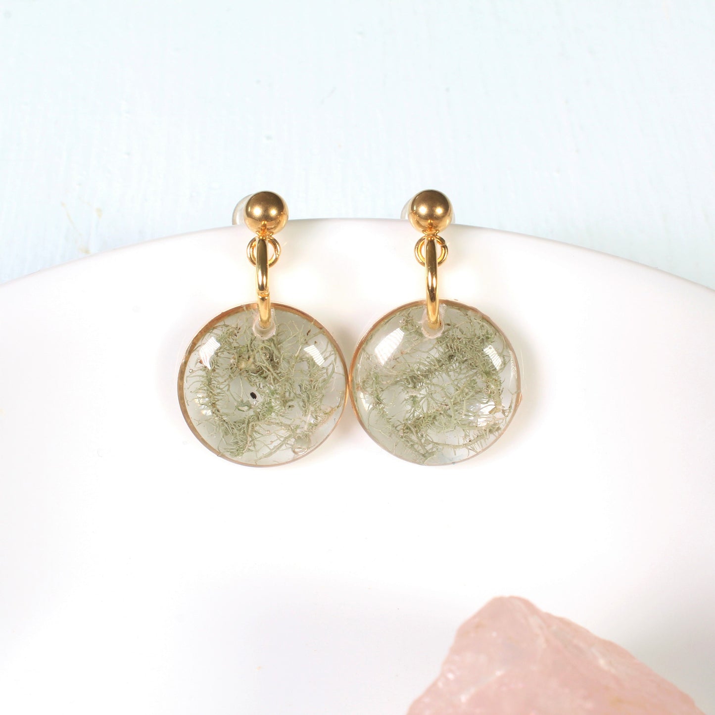 Moss earrings, real forest moss jewelry, plant dangles, nature jewelry for women, handmade resin gift, unique, terrarium studs, natural gift